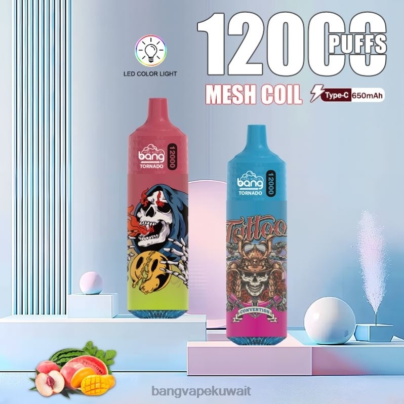 Bang Vape Puffs - Bang Vape Tornado 12000 نفخة مع ليد وشبك يمكن التخلص منه L0B4L4