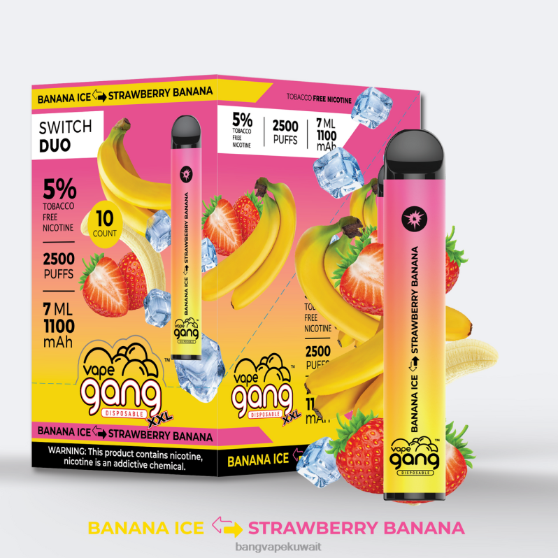 Bang Disposable Vape Flavors - Vape Gang Switch Duo 2 نكهات (صندوق 10) ثلج موز - موز فراولة L0B4L40