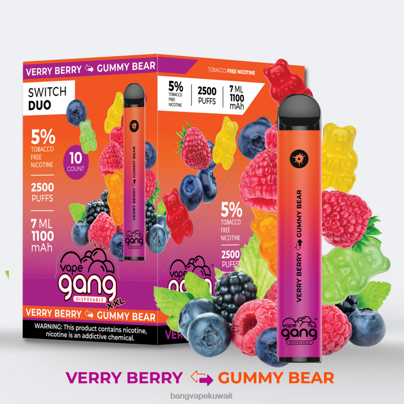 Bang Disposable Vape Flavors - Vape Gang Switch Duo 2 نكهات (صندوق 10) ثلج موز - موز فراولة L0B4L40