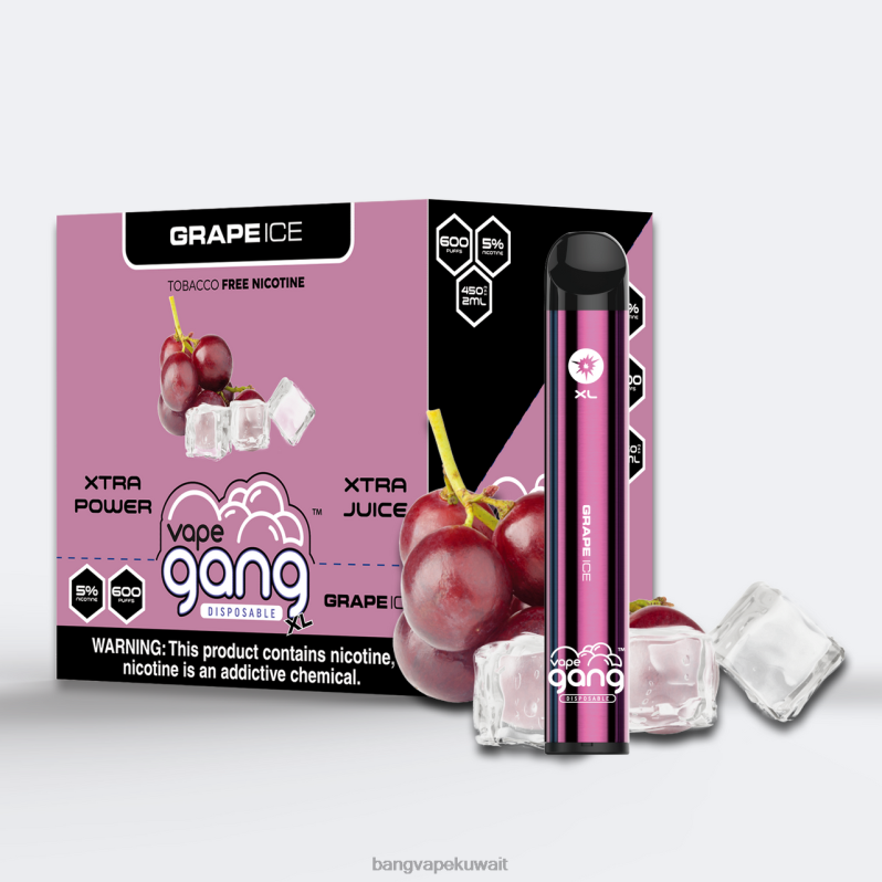 Bang Disposable Vape Flavors - Vape Gang XL vapes المتاح 600 نفخة (علبة من 10) جليد العنب L0B4L62