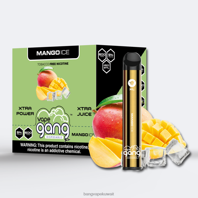 Bang Vape Disposable - Vape Gang XL vapes المتاح 600 نفخة (علبة من 10) جليد المانجو L0B4L68