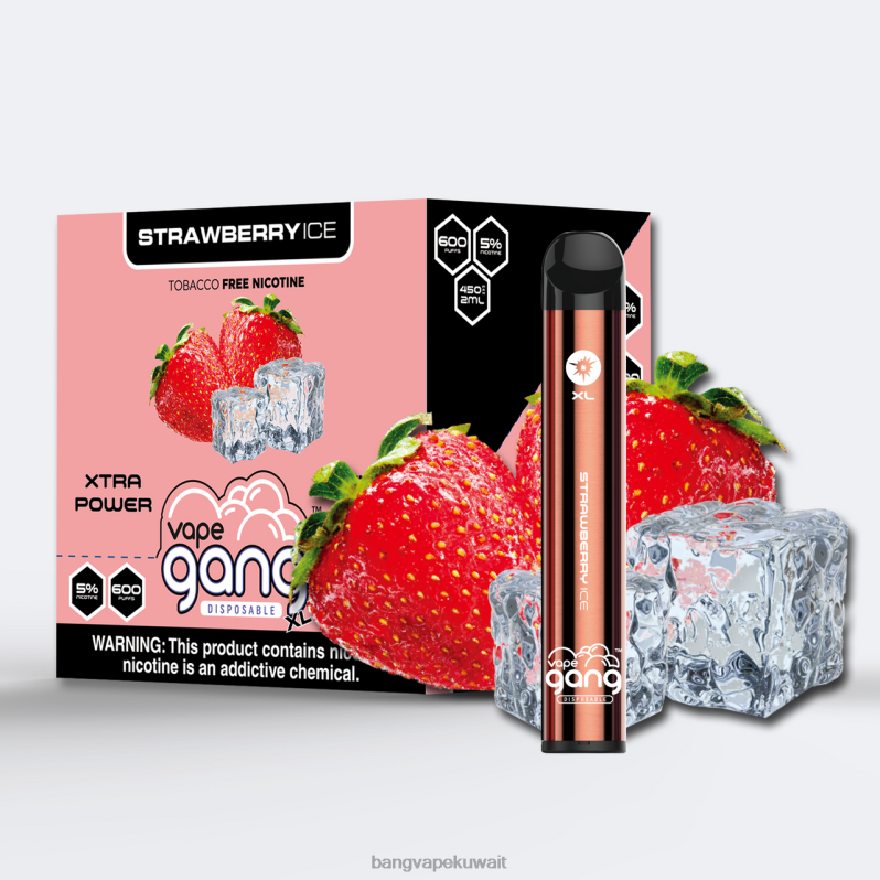 Bang Vape Disposable - Vape Gang XL vapes المتاح 600 نفخة (علبة من 10) جليد الفراولة L0B4L78
