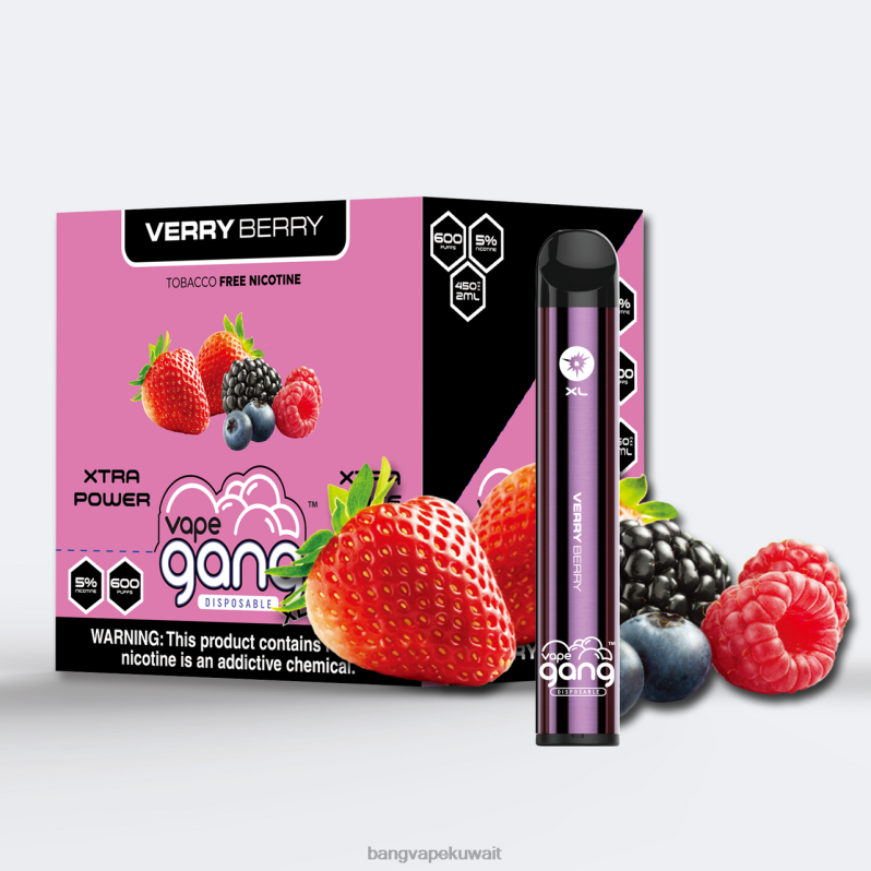 Bang Vape Flavors - Vape Gang XL vapes المتاح 600 نفخة (علبة من 10) بيري بيري L0B4L69