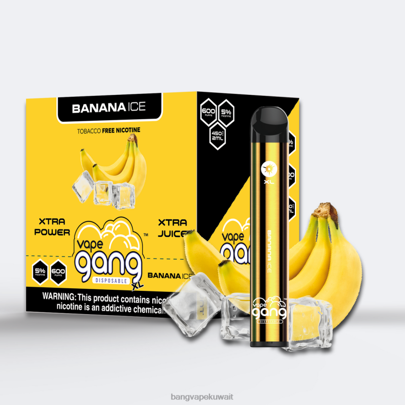 Bang Vape Kuwait - Vape Gang XL vapes المتاح 600 نفخة (علبة من 10) جليد الموز L0B4L63