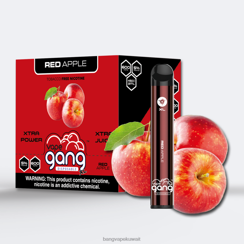 Bang Vape Kuwait - Vape Gang XL vapes المتاح 600 نفخة (علبة من 10) تفاحة حمراء L0B4L73
