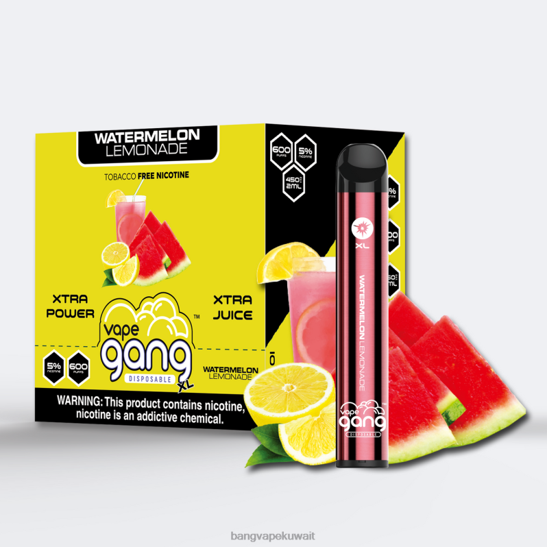 Vape Gang Disposables - Vape Gang XL vapes المتاح 600 نفخة (علبة من 10) عصير الليمون بالبطيخ L0B4L65