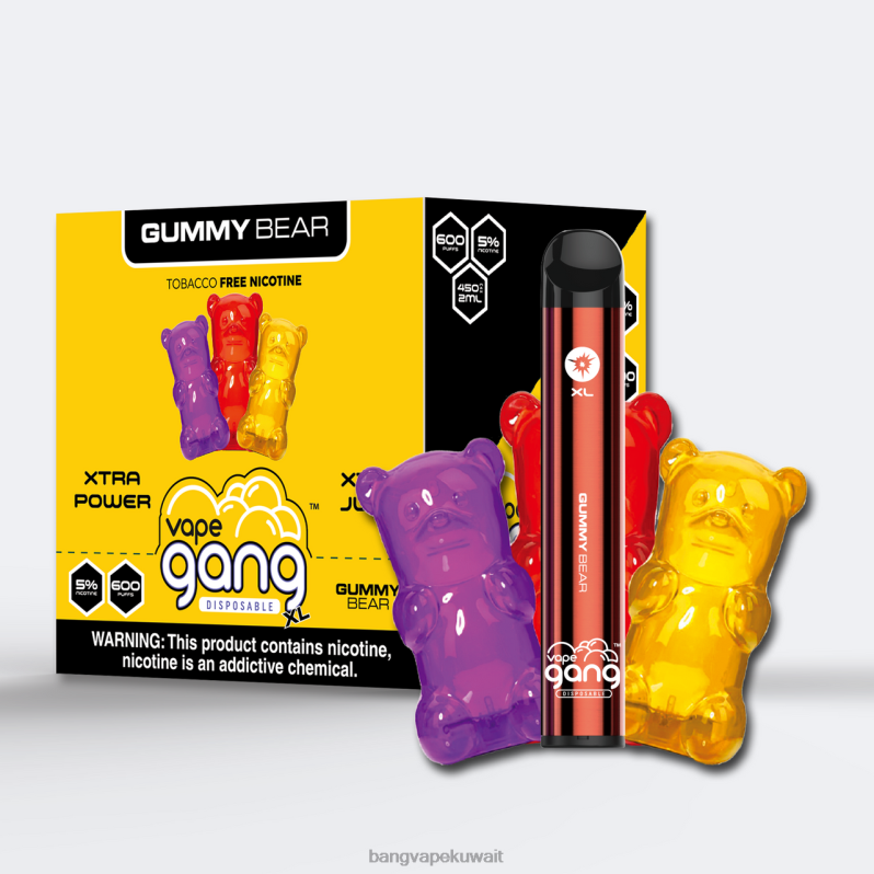 Vape Gang Kuwait - Vape Gang XL vapes المتاح 600 نفخة (علبة من 10) حلوى الدب المضغية L0B4L64