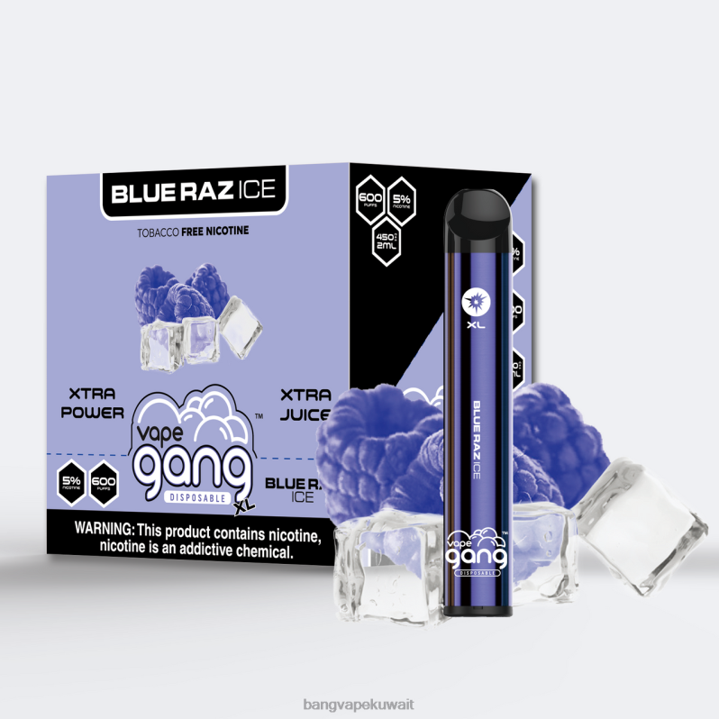 Vape Gang Shop - Vape Gang XL vapes المتاح 600 نفخة (علبة من 10) الجليد الأزرق راز L0B4L61